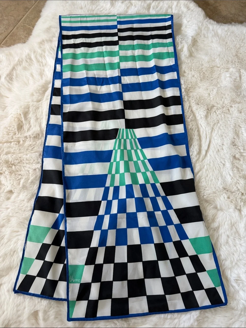 Vintage 60s/70s Vera Neumann Geometric Striped Scarf – Mod Pop Art (11.5